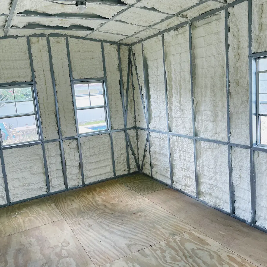 Closed-cell spray foam insulation applied to wall cavities in a residential project in Bonita Springs